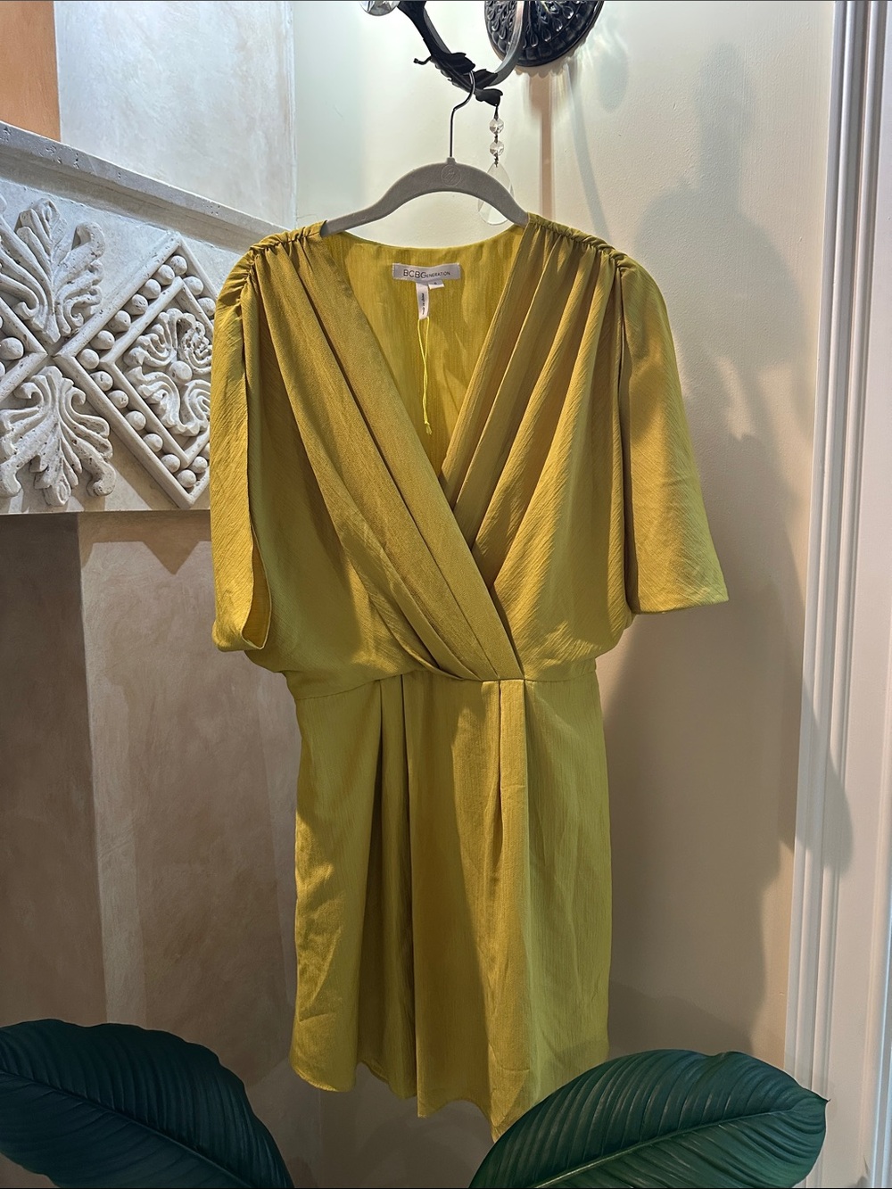 BCBGMaxAzria chartreuse dress